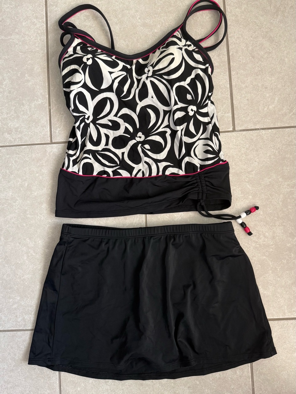 St. John's Bay Black Swim Skort with Blue Brand Tag